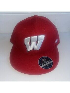Men's Top of the World Red Wisconsin Badgers Team Color Fitted Hat 7 1/4